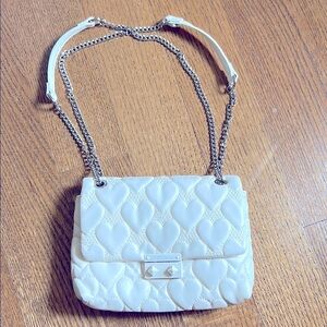 Betsey Johnson White Quilted Heart Shoulder Bag